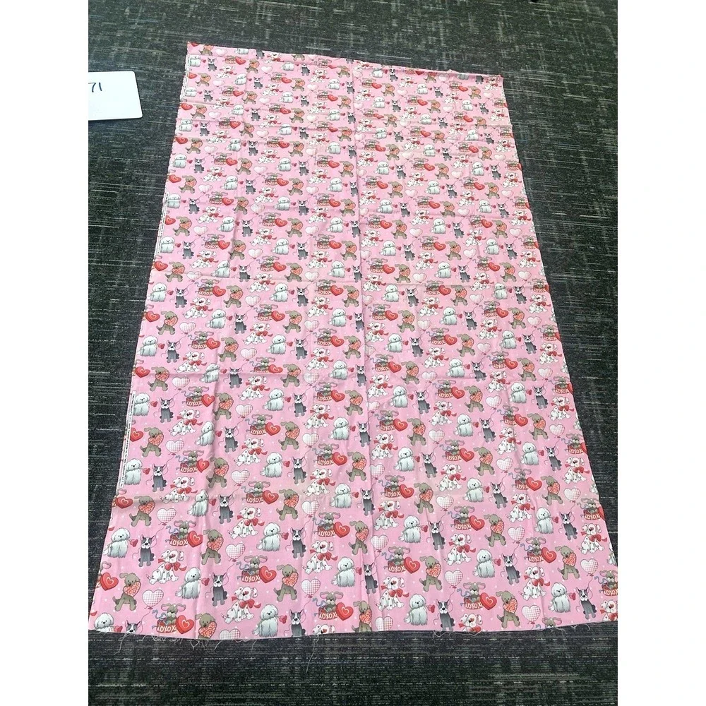 Vtg Patty Reed Dog Valentine Fabric Pet Pink 43